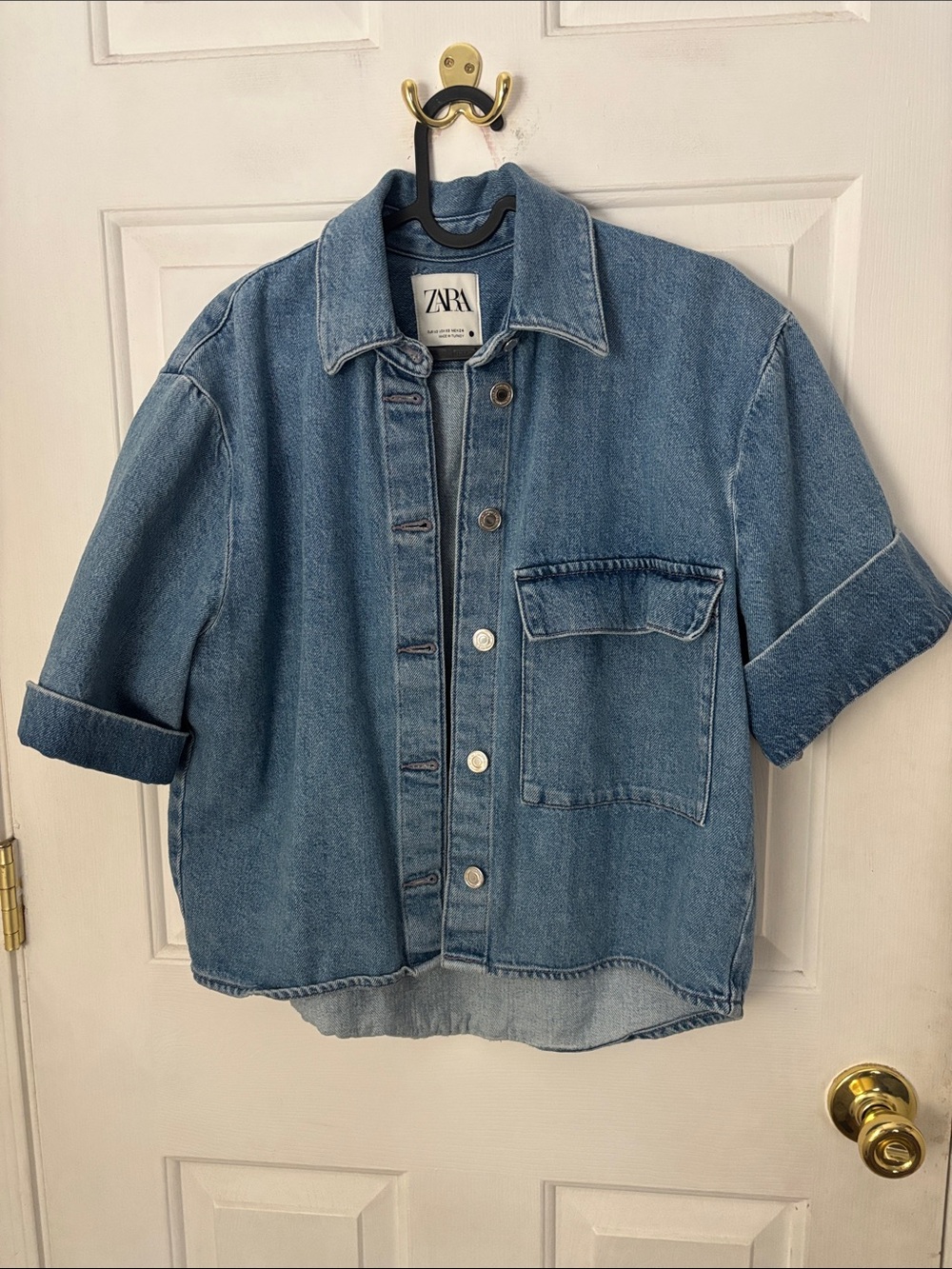 ZARA Light Blue Denim Button-Front Shirt